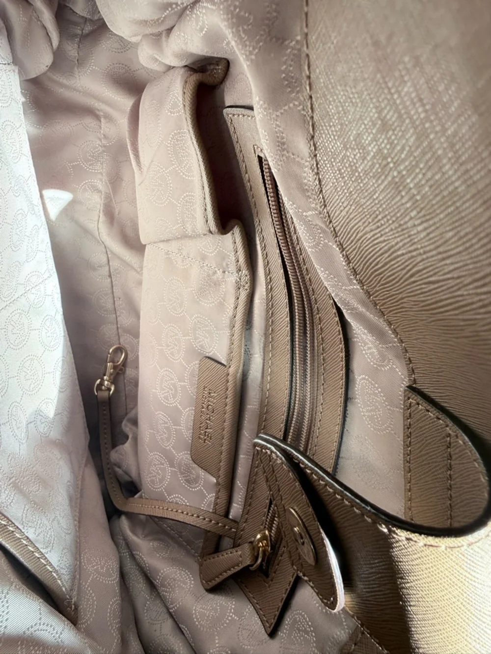 Michael Kors Blush Pink Hamilton Tote Bag Gold Lock Key Saffiano Leather